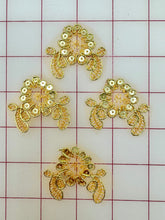 Metallic Applique - Gold Metallic Sequined Lace Flower and Leaf Shapes